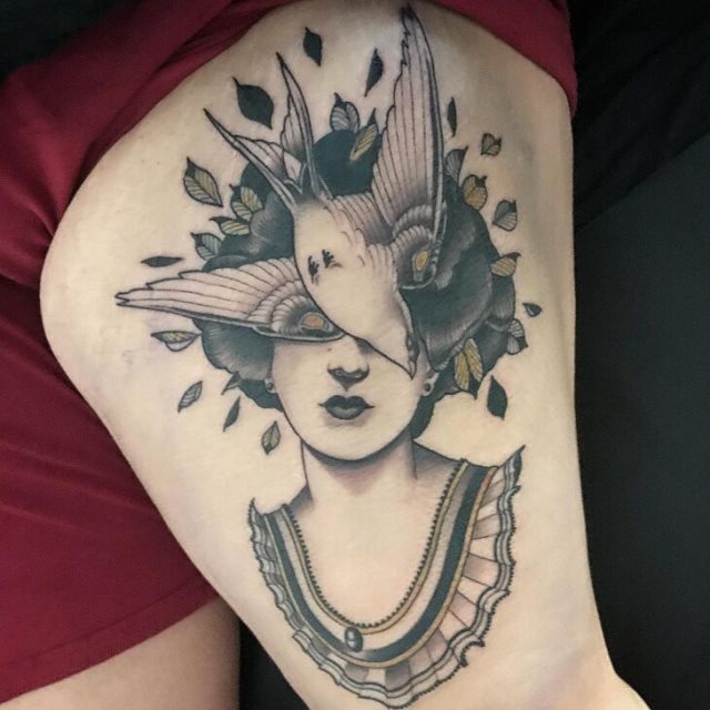 tattoo femenino pajaro 50
