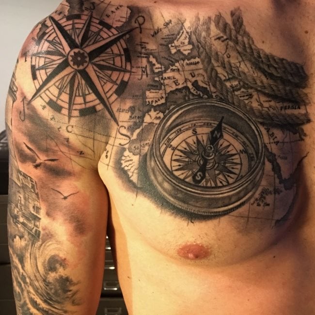 ¿Qué simboliza una brújula en un tatuaje?