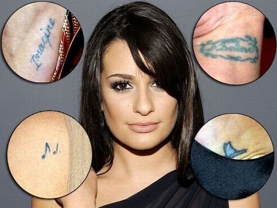 Lea Michele tiene varios tatuajes en su cuerpo como podemos ver en la imagen