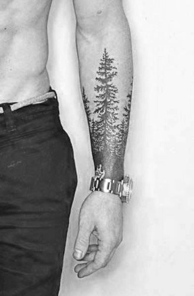 tatuaje arbol de lineas para hombre 16