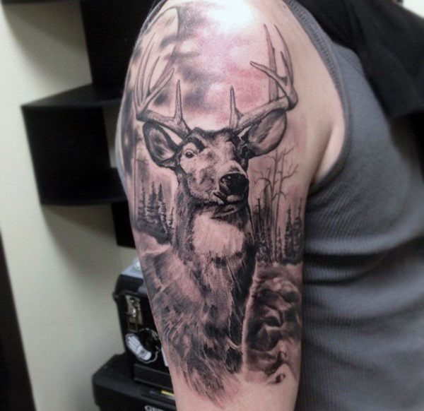 tatuaje ciervo para hombre 44
