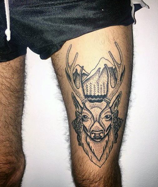 tatuaje ciervo para hombre 69