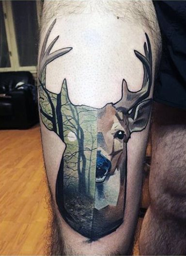 tatuaje ciervo para hombre 70