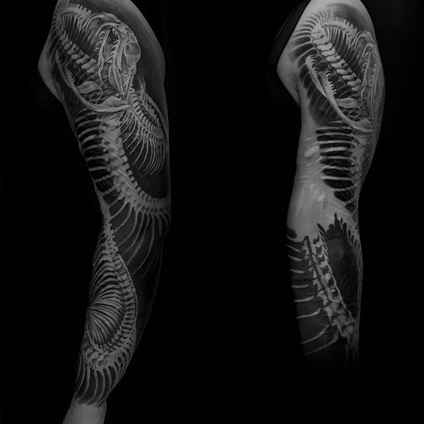 tatuaje esqueleto serpiente para hombre 02