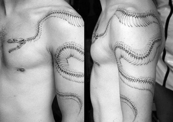 tatuaje esqueleto serpiente para hombre 03