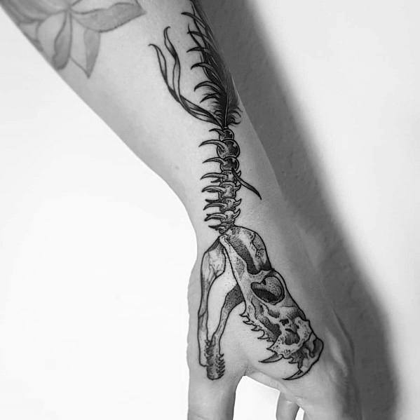 tatuaje esqueleto serpiente para hombre 04