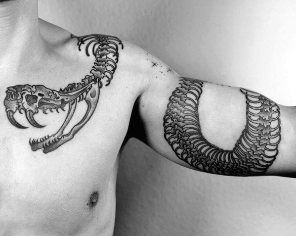 tatuaje esqueleto serpiente para hombre 19