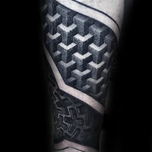 tatuaje geometrico pierna para hombre 18
