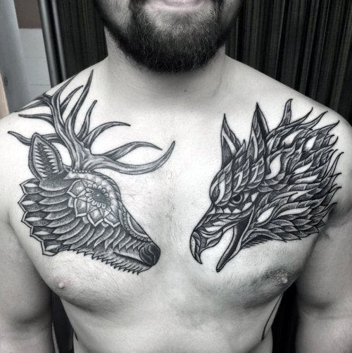 tatuaje tradicional ciervo para hombre 13