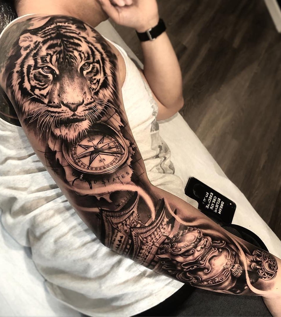 tatuaje brazo completo para hombre 08