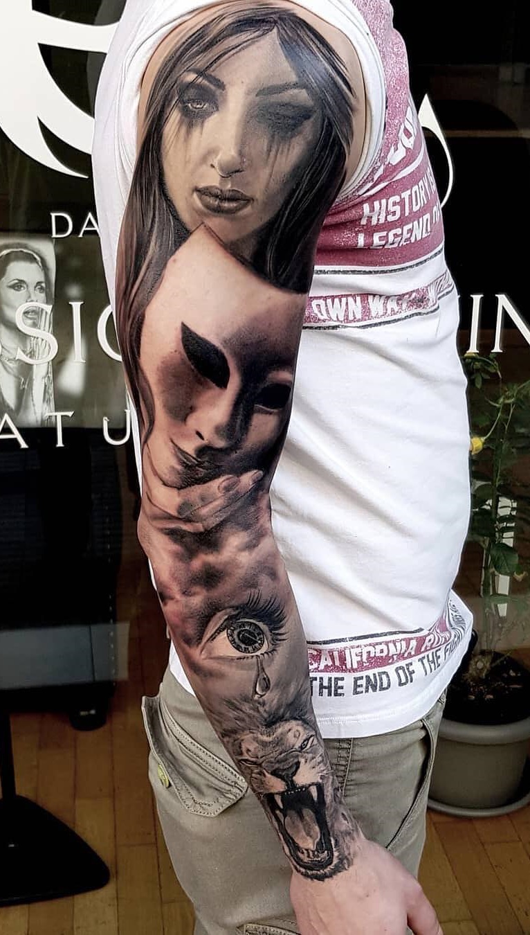tatuaje brazo completo para hombre 24