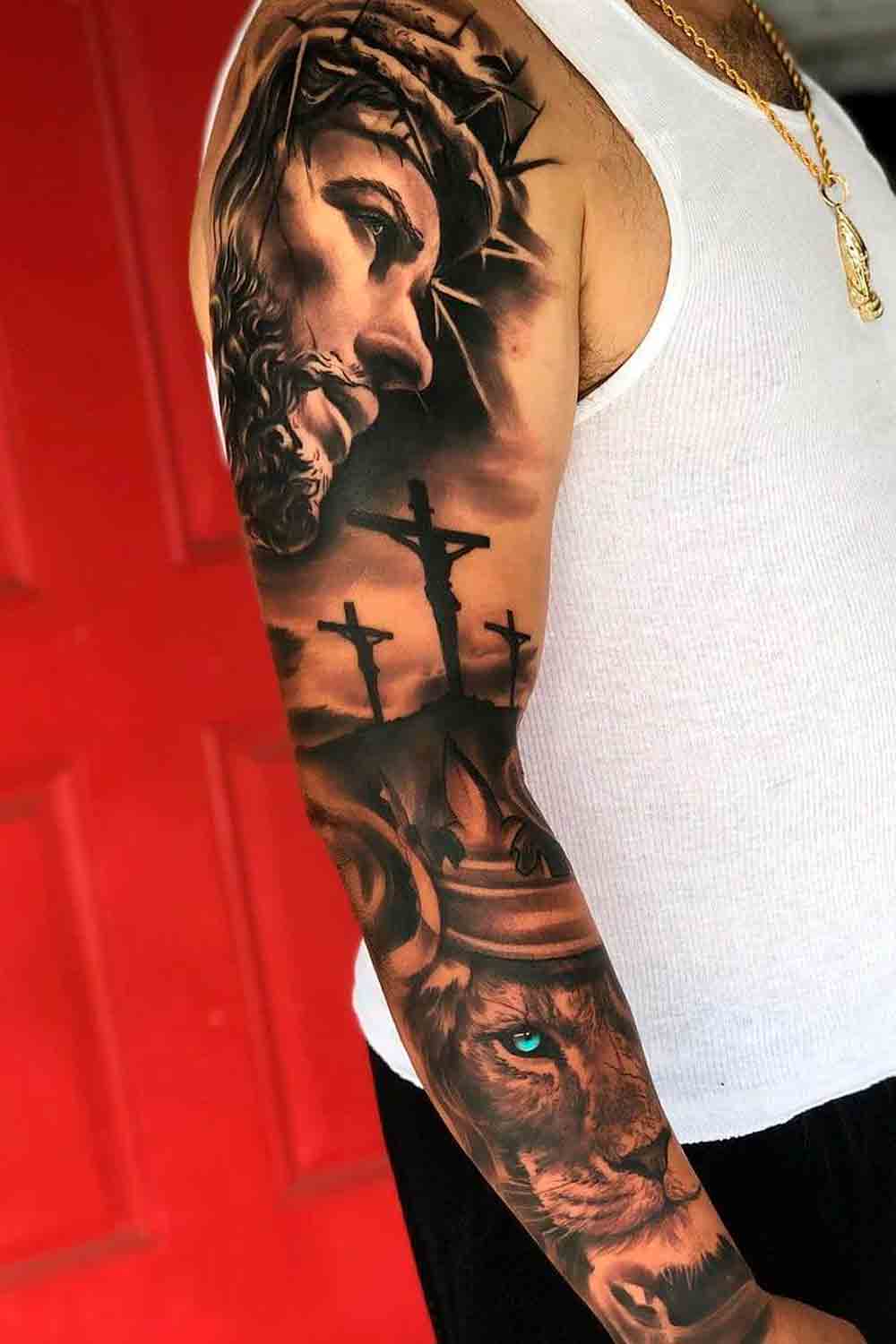 tatuaje brazo completo para hombre 31