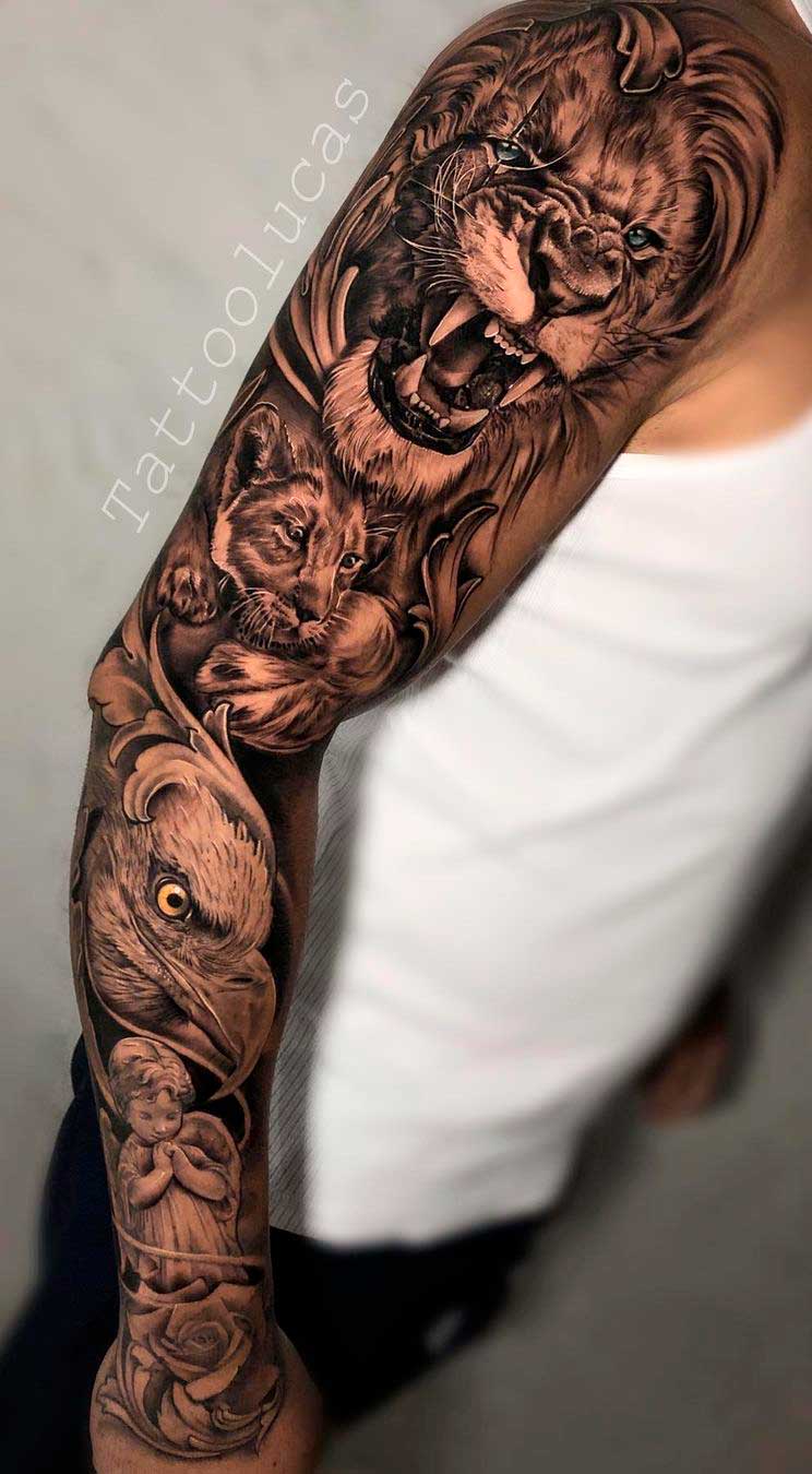 tatuaje brazo completo para hombre 38