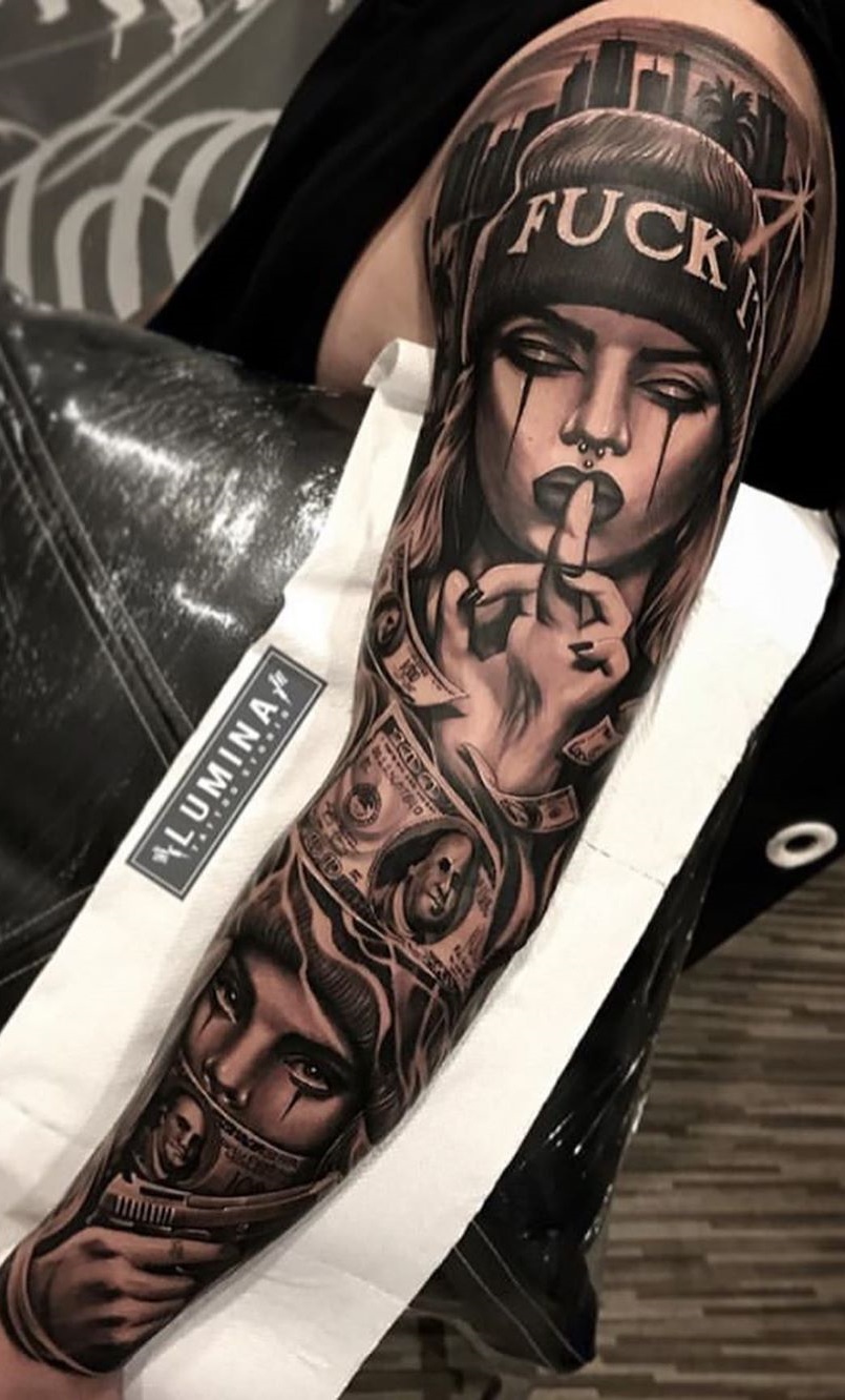 tatuaje brazo completo para hombre 48