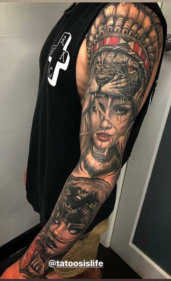 tatuaje brazo completo para hombre 59