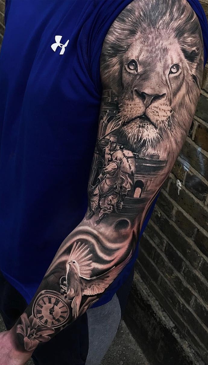tatuaje brazo completo para hombre 63