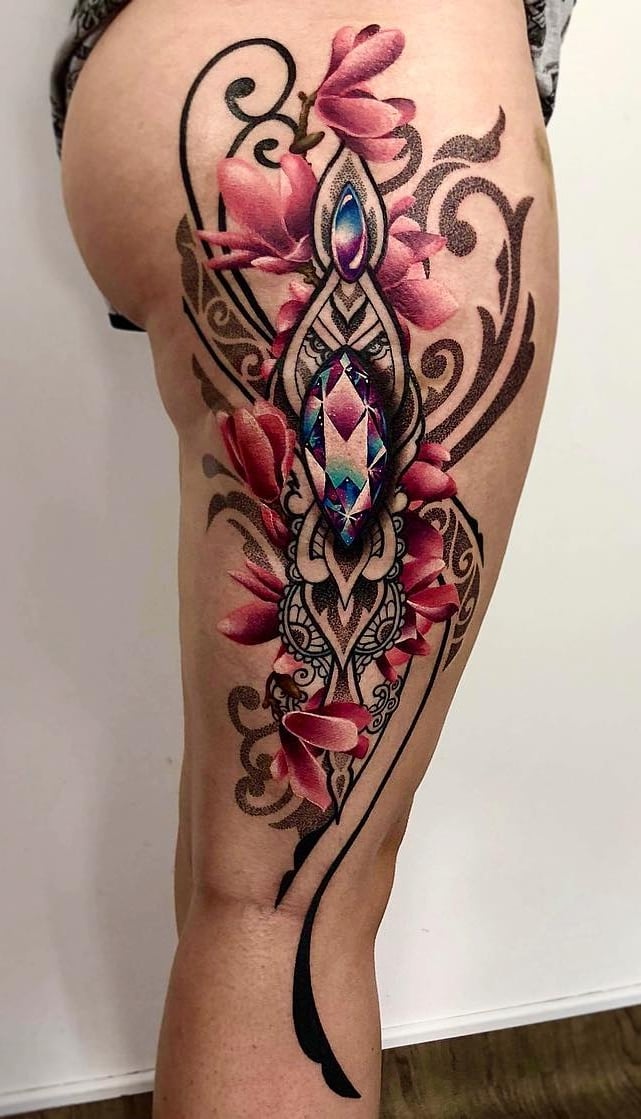 tatuaje en la pierna de mujer 27