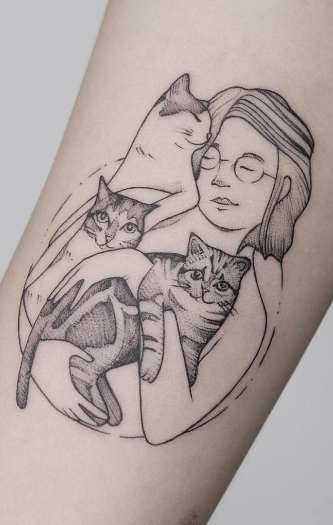 tatuaje gato para mujer 05