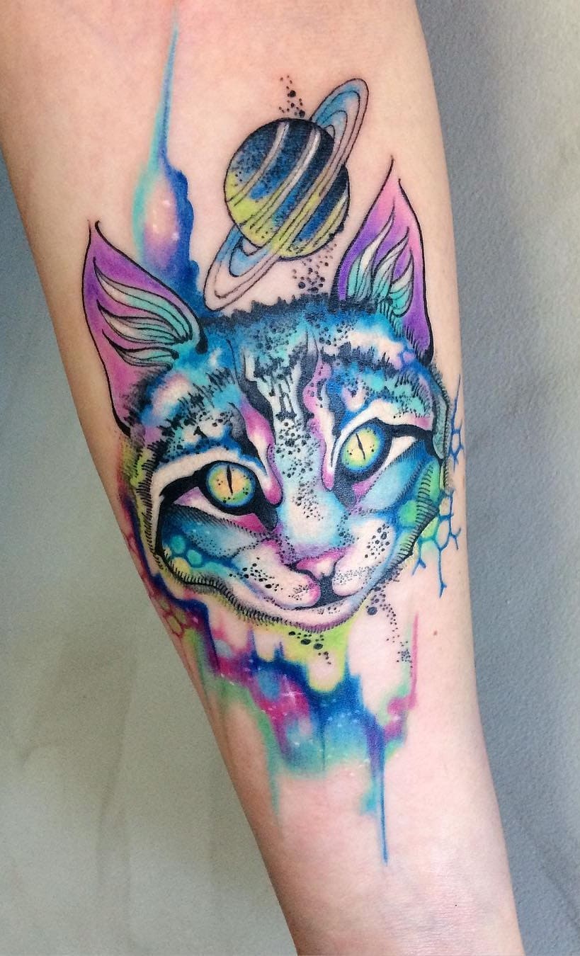 tatuaje gato para mujer 21