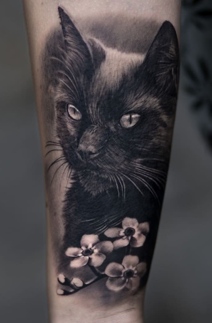 tatuaje gato para mujer 22