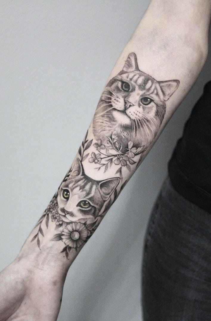 tatuaje gato para mujer 23