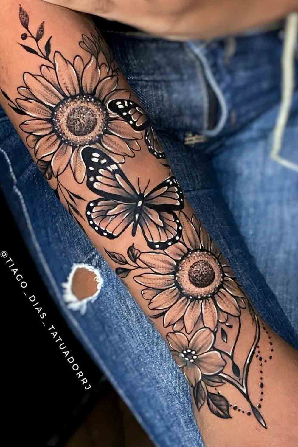 tatuaje girasol para mujer 12