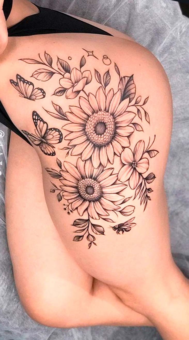 tatuaje girasol para mujer 19