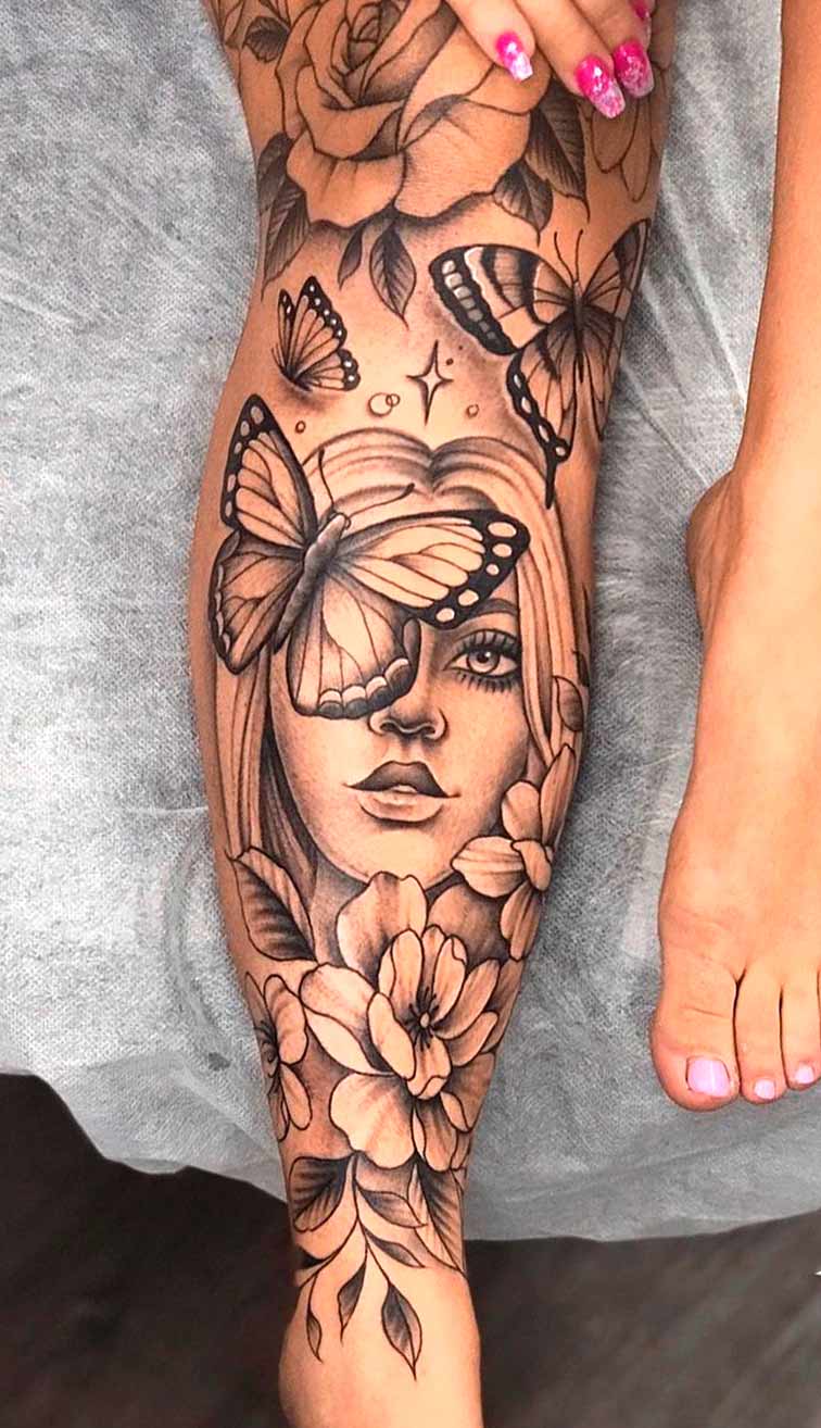 tatuaje en pierna de mujer 06
