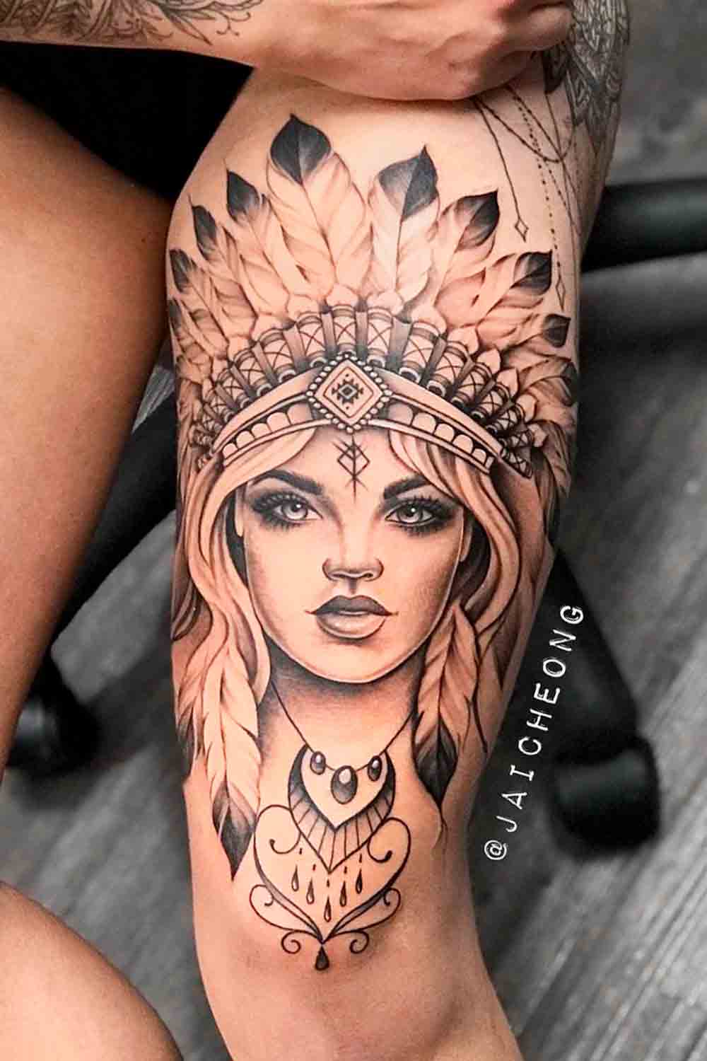 tatuaje en pierna de mujer 28