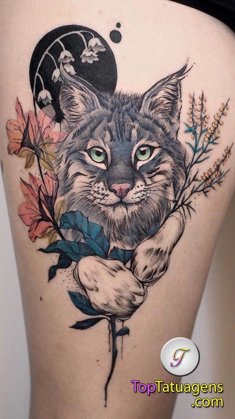 tatuaje gato en mujer 40