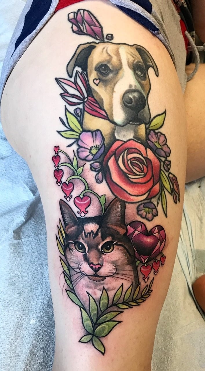 tatuaje gato en mujer 82